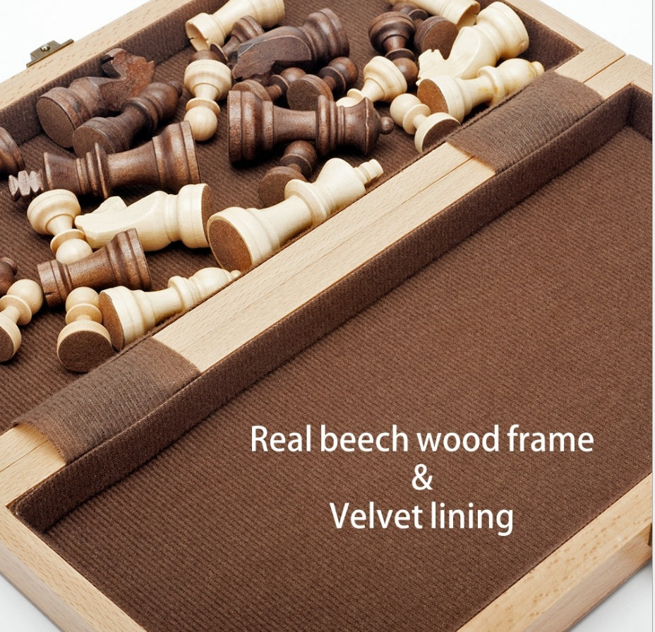 German Beech Wood Chess Set – Premium Folding Staunton Style