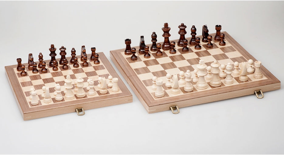 German Beech Wood Chess Set – Premium Folding Staunton Style