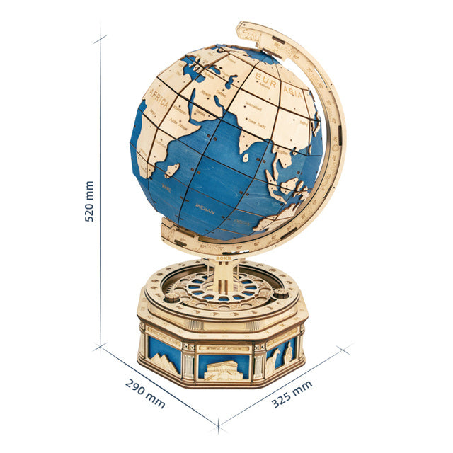 Robotime 567-Piece 3D Wooden Globe Puzzle – Ocean Map Ball Model for Adults & Kids
