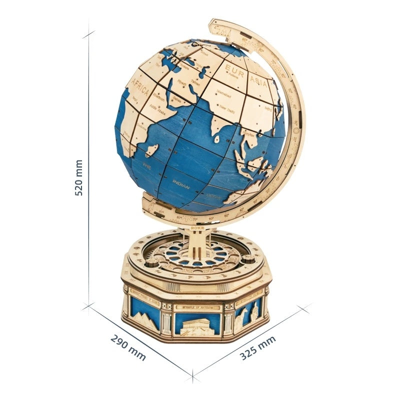 Robotime 567-Piece 3D Wooden Globe Puzzle – Ocean Map Ball Model for Adults & Kids