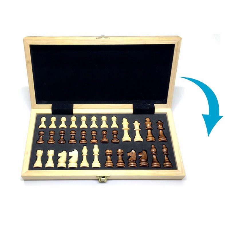 Folding Magnetic Wooden Chess Set – Portable Travel Chess Game with Full-Size Pieces