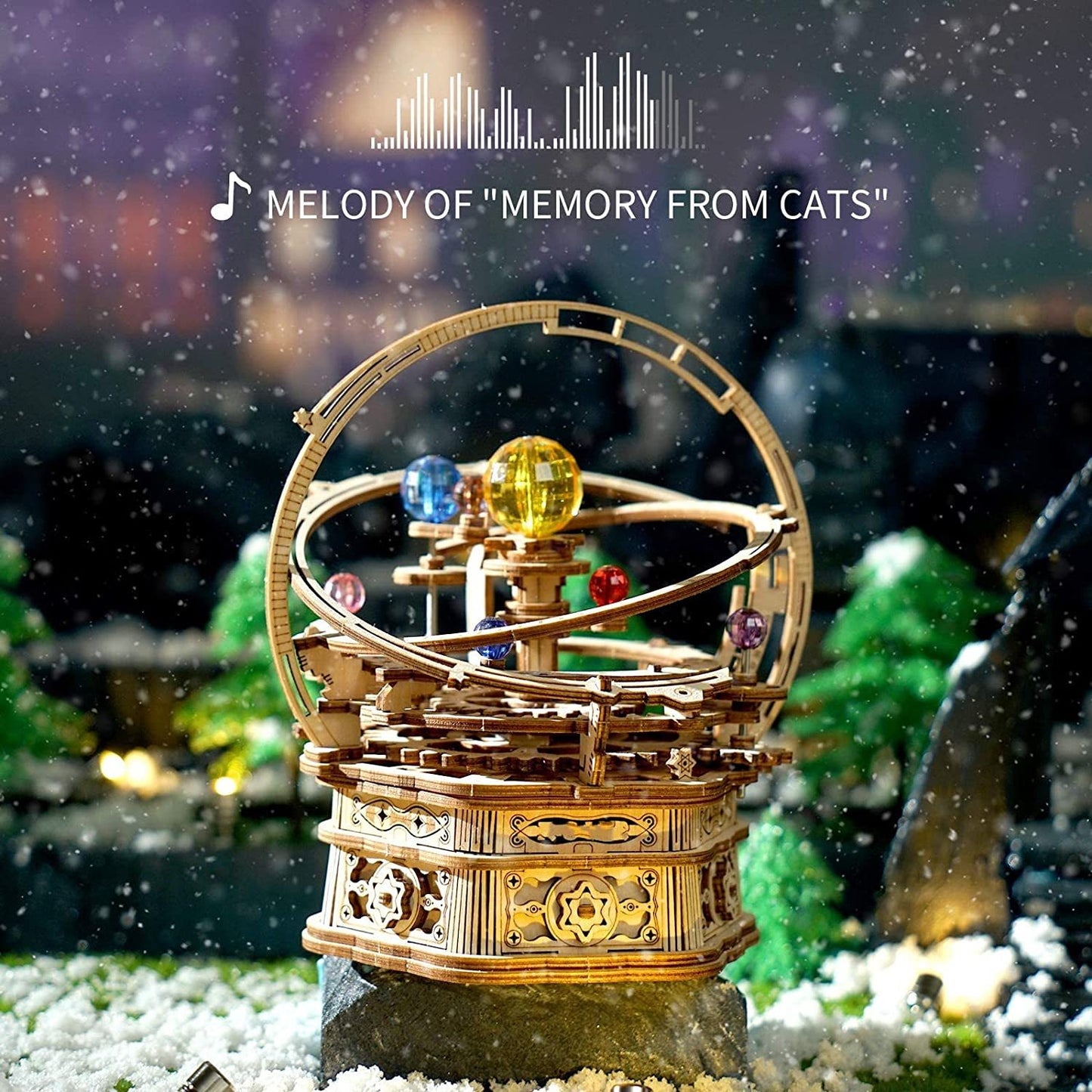 ROKR Starry Night Orrery 84-Piece 3D Wooden Mechanical Music Box