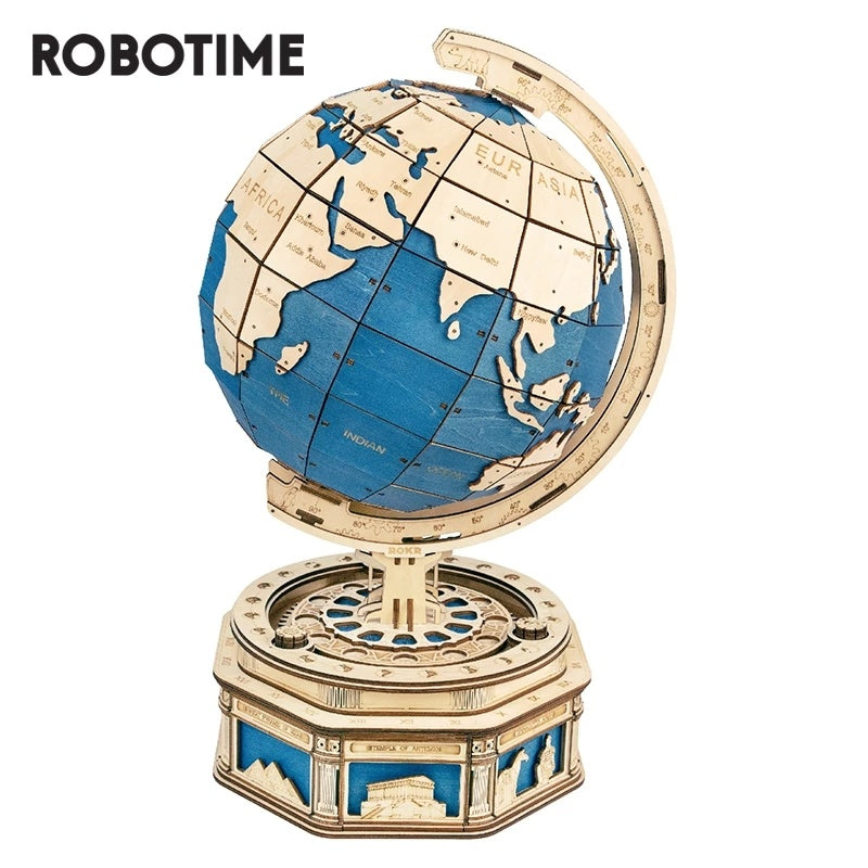 Robotime 567-Piece 3D Wooden Globe Puzzle – Ocean Map Ball Model for Adults & Kids