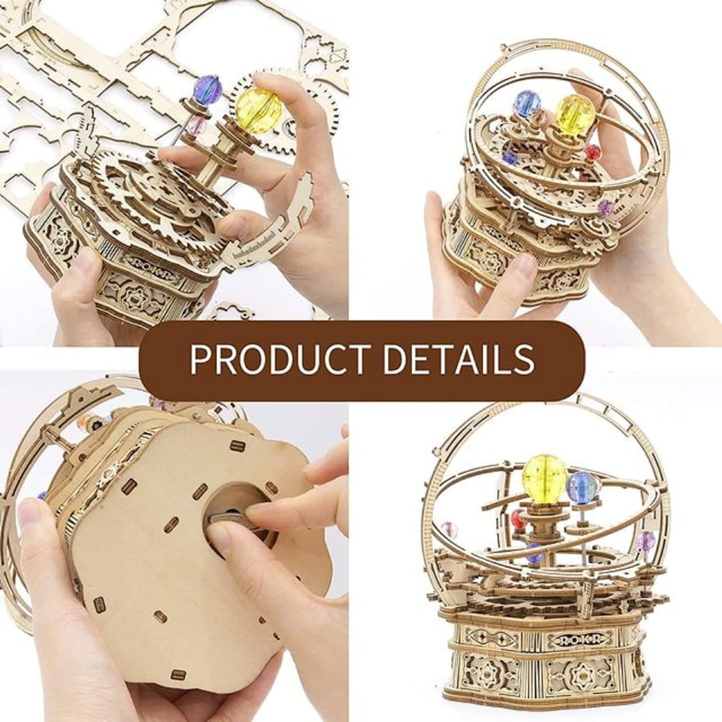 ROKR Starry Night Orrery 84-Piece 3D Wooden Mechanical Music Box