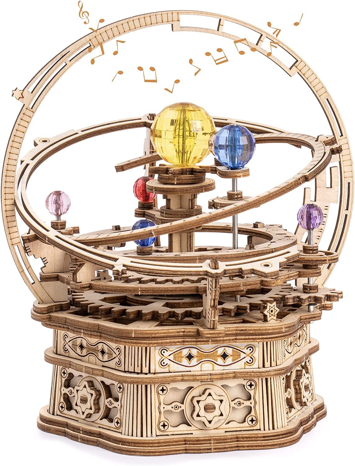 ROKR Starry Night Orrery 84-Piece 3D Wooden Mechanical Music Box