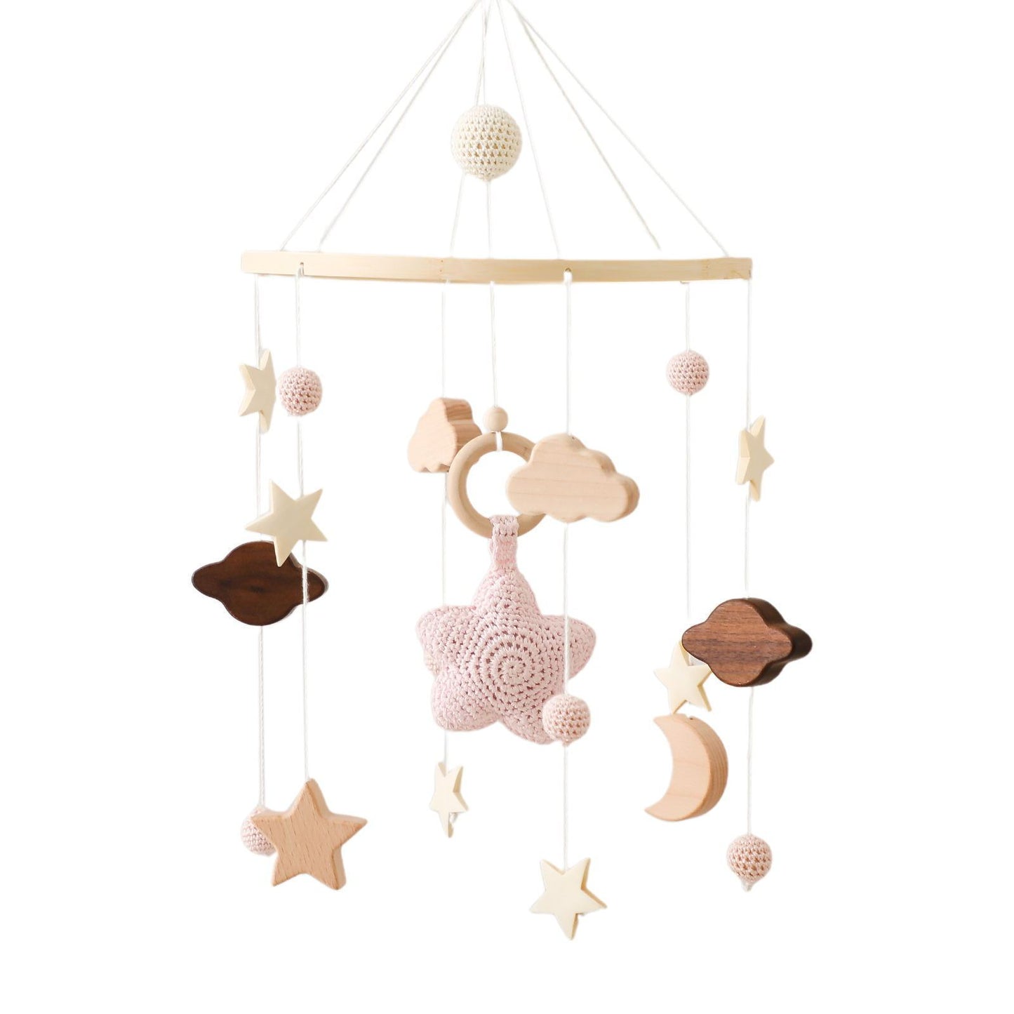 Star Moon Cloud Crib Mobile – Soft Felt Baby Nursery Hanging Pendant, Gender-Neutral Mobile Decor