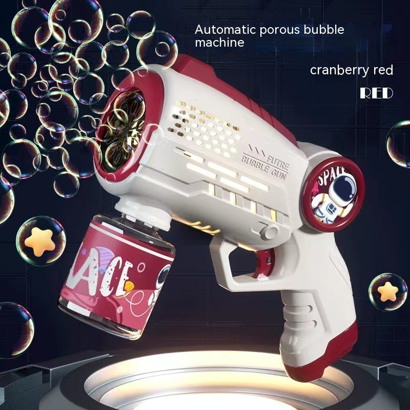 Space Astronaut Bubble Gun – Fully Automatic Electric Bubble Blaster with LED Lights