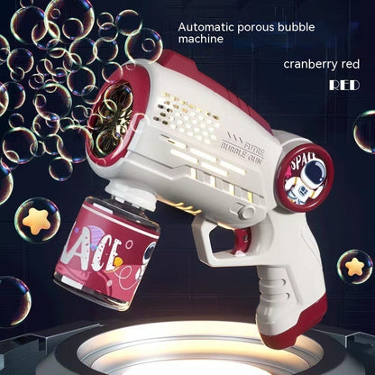 Space Astronaut Bubble Gun – Fully Automatic Electric Bubble Blaster with LED Lights