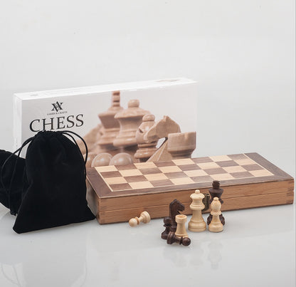 German Beech Wood Chess Set – Premium Folding Staunton Style
