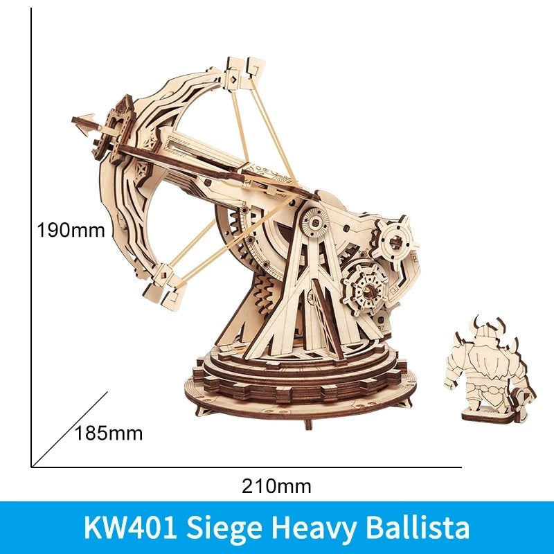 Robotime ROKR KW401 Siege Heavy Ballista 3D Wooden Puzzle – DIY Mechanical Catapult with 360° Rotatable Base & Launch Mechanism