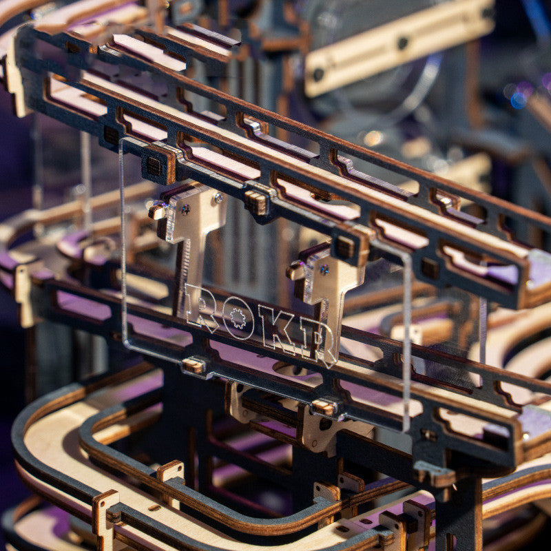 ROKR Marble Night City 3D Wooden Marble Run Puzzle – 294-Piece DIY Gear-Coaster Model