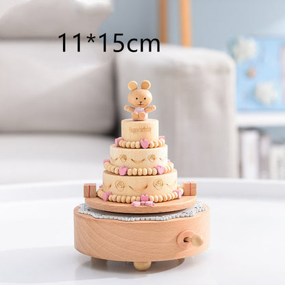 Innovative Rotating Wooden Music Box – Wind-Up Table Decor with Rotating Display Mechanism