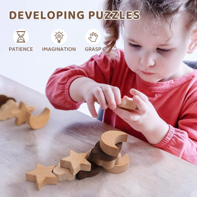 Wooden Building Block Puzzle – Montessori Educational Toy for Kids