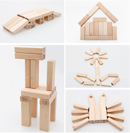 Parent–Child Wooden Stacking Blocks Set – Educational Family Building Toy