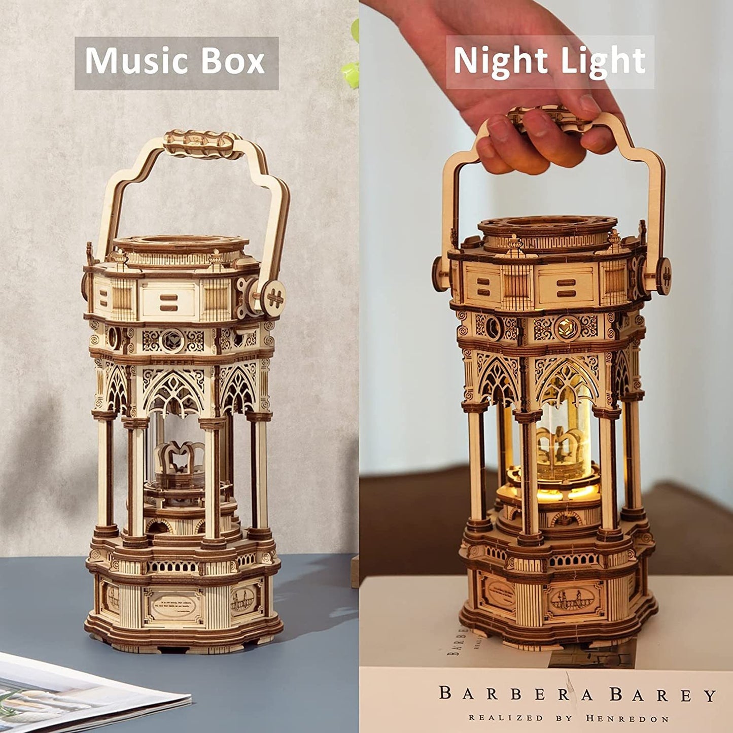 ROKR Victorian Lantern 3D Wooden Music Box Puzzle – 210-Piece DIY Mechanical Model