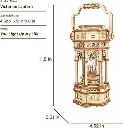 ROKR Victorian Lantern 3D Wooden Music Box Puzzle – 210-Piece DIY Mechanical Model