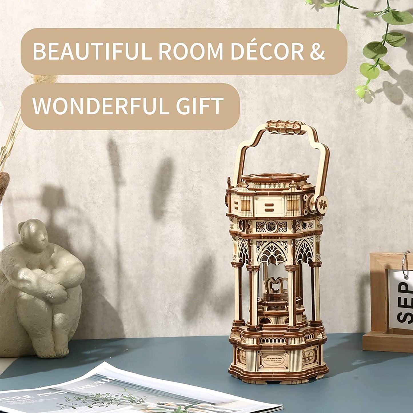 ROKR Victorian Lantern 3D Wooden Music Box Puzzle – 210-Piece DIY Mechanical Model