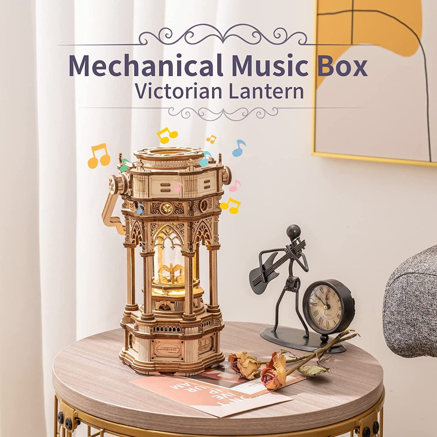 ROKR Victorian Lantern 3D Wooden Music Box Puzzle – 210-Piece DIY Mechanical Model