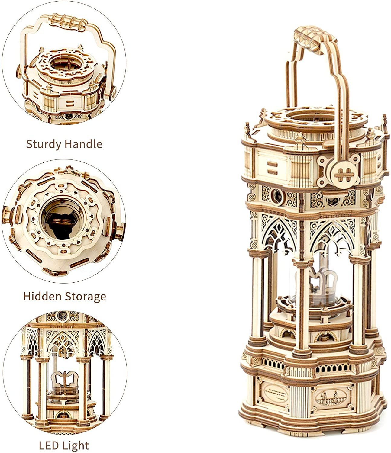 ROKR Victorian Lantern 3D Wooden Music Box Puzzle – 210-Piece DIY Mechanical Model