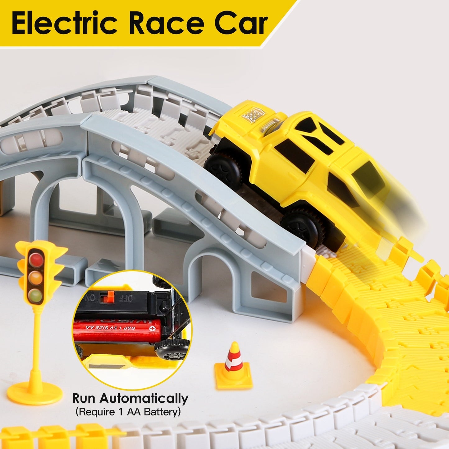 340-Piece Construction Race Track Set – DIY Flexible Car Track STEM Toy