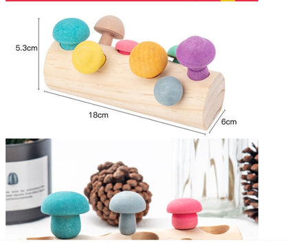 Wooden Mushroom Picking Game – Educational Montessori Sorting & Counting Toy