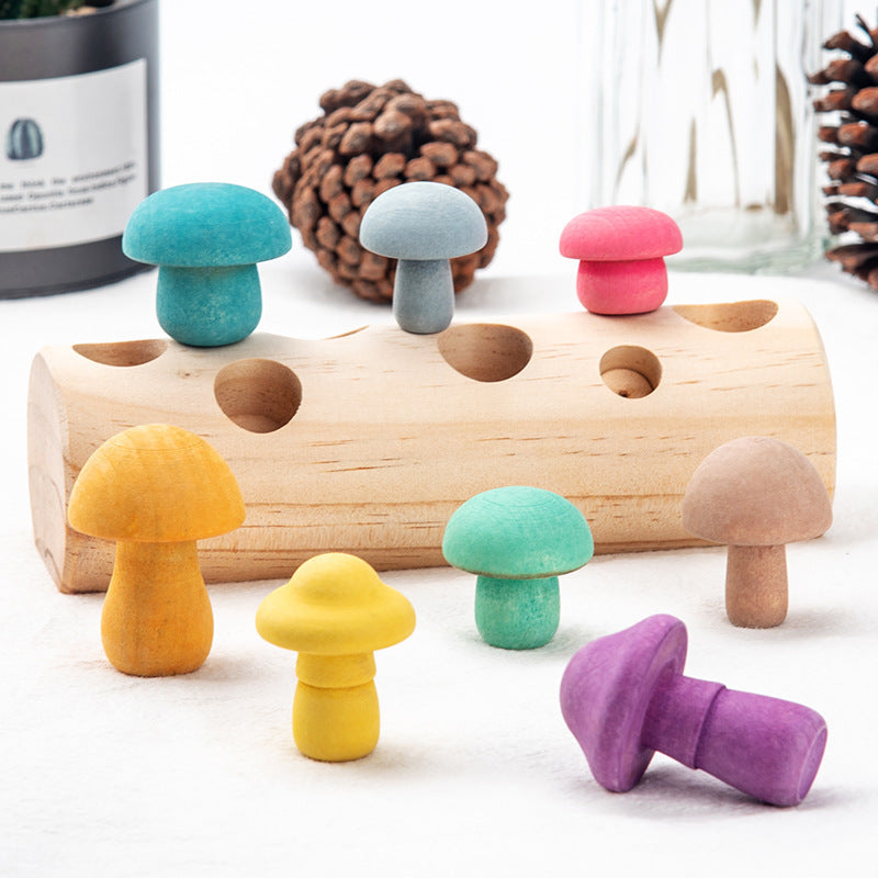 Wooden Mushroom Picking Game – Educational Montessori Sorting & Counting Toy