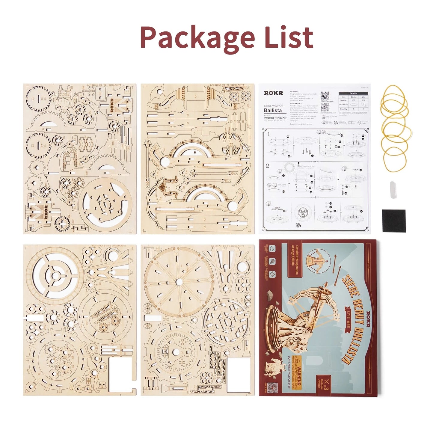 Robotime ROKR KW401 Siege Heavy Ballista 3D Wooden Puzzle – DIY Mechanical Catapult with 360° Rotatable Base & Launch Mechanism