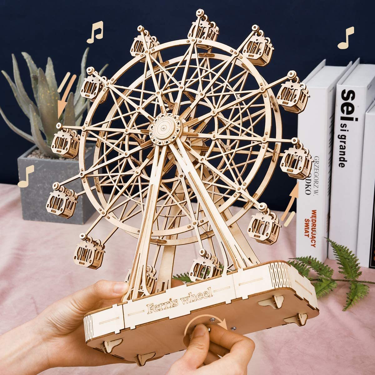 Ferris Wheel Music Box 3D Wooden Puzzle – 232-Piece DIY Rotatable Model
