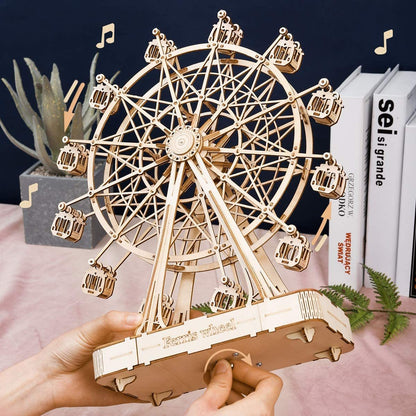 Ferris Wheel Music Box 3D Wooden Puzzle – 232-Piece DIY Rotatable Model