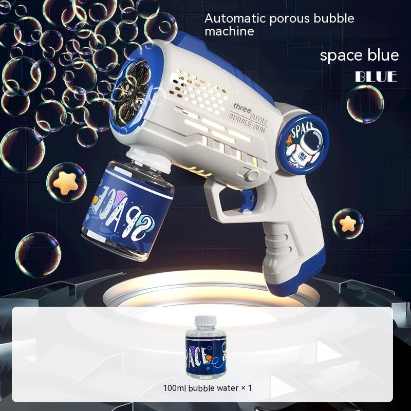 Space Astronaut Bubble Gun – Fully Automatic Electric Bubble Blaster with LED Lights