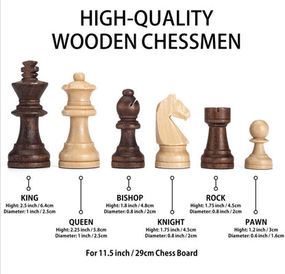 German Beech Wood Chess Set – Premium Folding Staunton Style