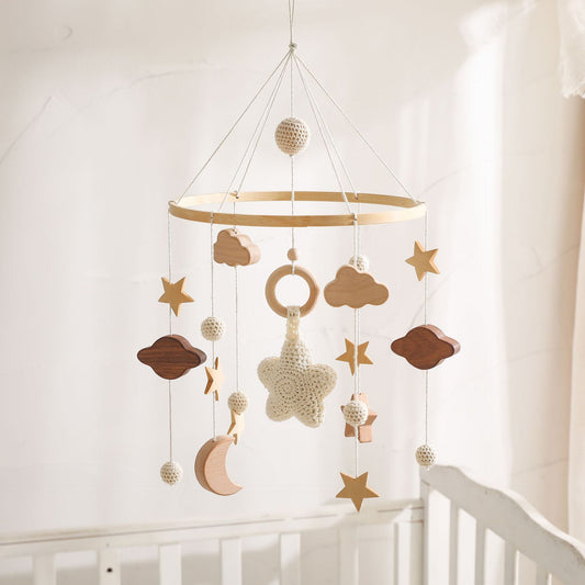 Star Moon Cloud Crib Mobile – Soft Felt Baby Nursery Hanging Pendant, Gender-Neutral Mobile Decor