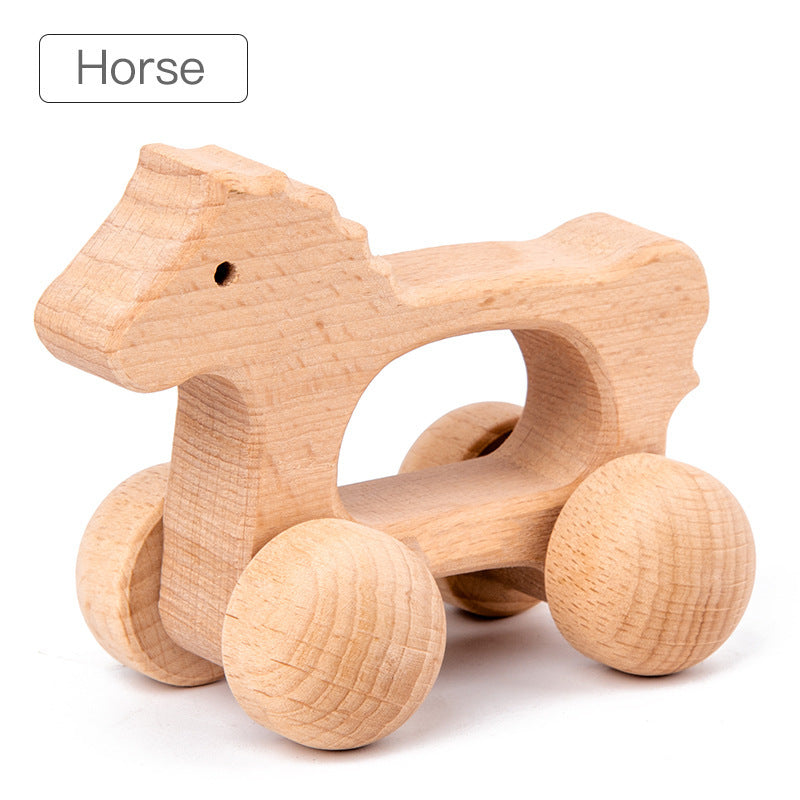 Cute Animal Wooden Baby Toy – Montessori Push & Stack Blocks for Infants