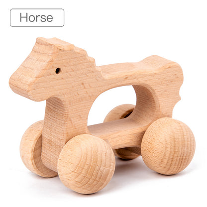 Cute Animal Wooden Baby Toy – Montessori Push & Stack Blocks for Infants