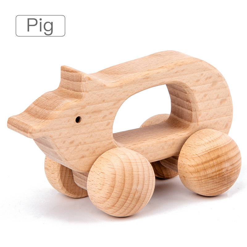 Cute Animal Wooden Baby Toy – Montessori Push & Stack Blocks for Infants