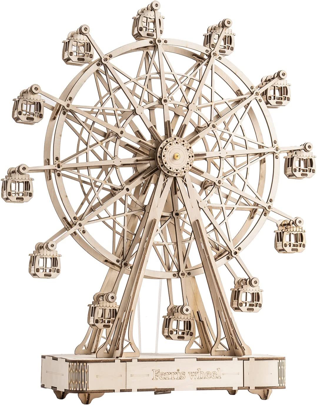 Ferris Wheel Music Box 3D Wooden Puzzle – 232-Piece DIY Rotatable Model