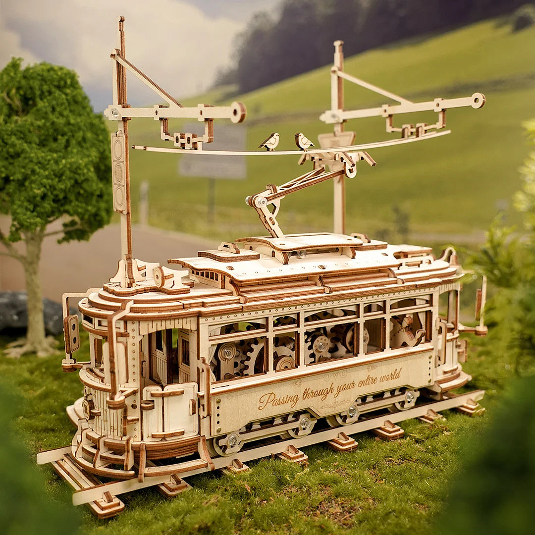 ROKR Classic City Tram 3D Wooden Puzzle LK801 – 374-Piece DIY Mechanical Model