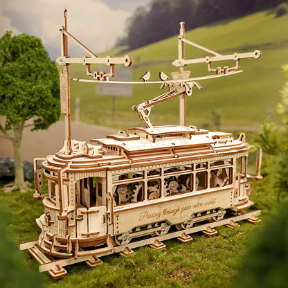 ROKR Classic City Tram 3D Wooden Puzzle LK801 – 374-Piece DIY Mechanical Model