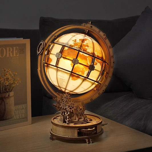 Robotime ROKR 180-Piece 3D Wooden Luminous Globe Puzzle – Night-Light Model