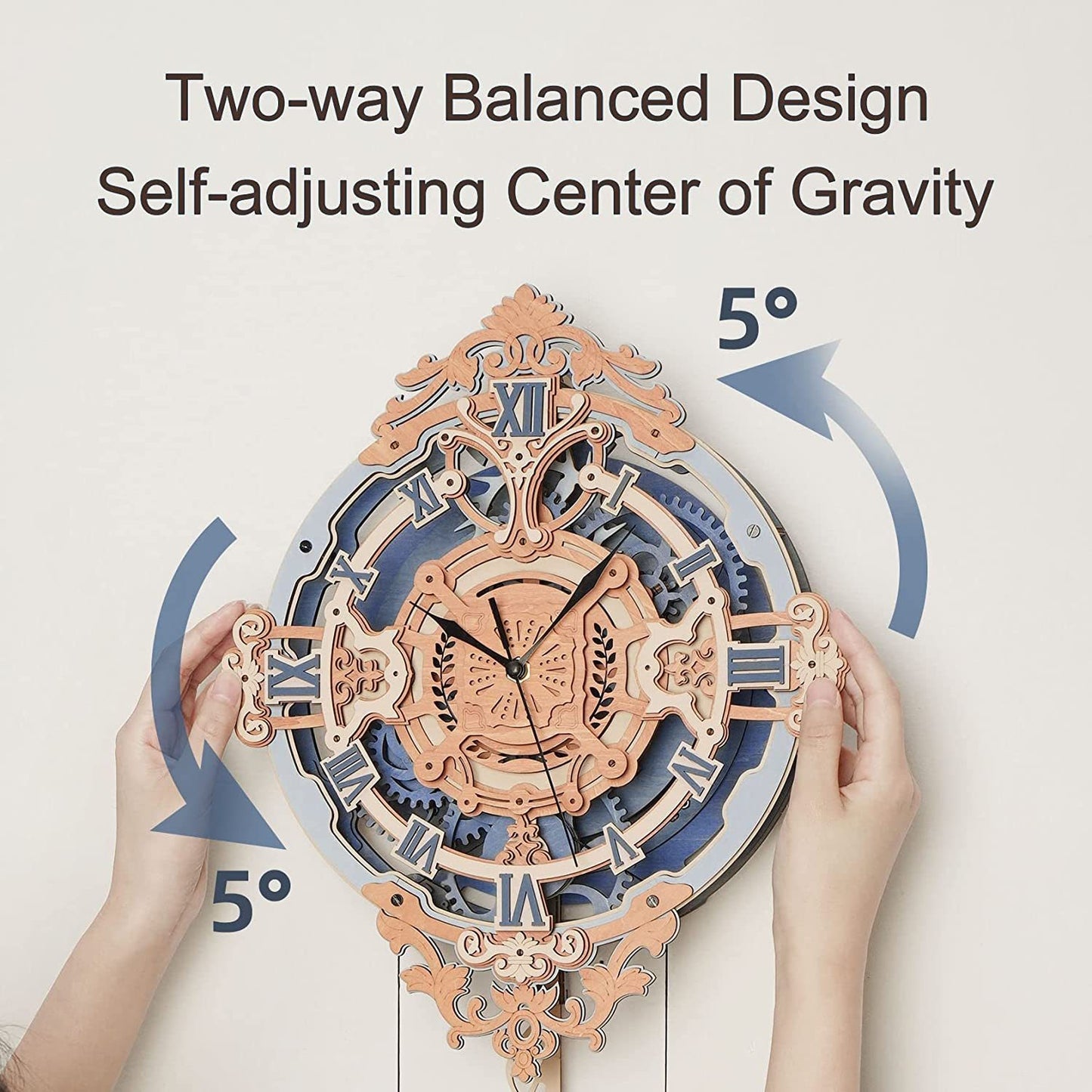 ROKR 231-Piece 3D Wooden Romantic Notes Wall Clock – Gear-Driven Time Art Model