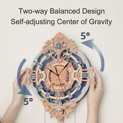 ROKR 231-Piece 3D Wooden Romantic Notes Wall Clock – Gear-Driven Time Art Model