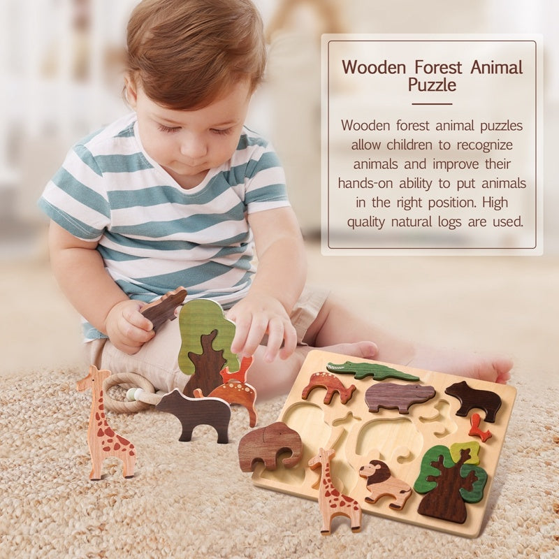 Wooden Animal Jigsaw Puzzle – Educational Montessori Toy for Toddlers & Kids