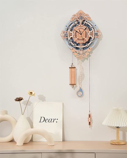 ROKR 231-Piece 3D Wooden Romantic Notes Wall Clock – Gear-Driven Time Art Model