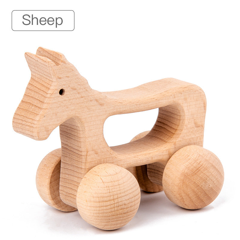 Cute Animal Wooden Baby Toy – Montessori Push & Stack Blocks for Infants