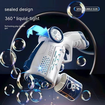 Space Astronaut Bubble Gun – Fully Automatic Electric Bubble Blaster with LED Lights
