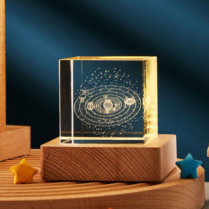 3D Transparent Crystal Cube Night Lamp – USB Desktop Decoration with 3D Etched Design, Warm Ambient Lighting for Bedroom & Kids Party Gift