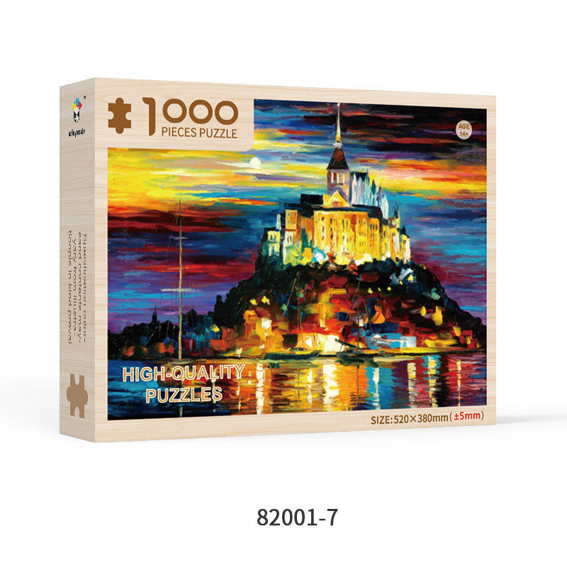 Custom 1000-Piece Wooden Puzzle – Special Shaped Educational Jigsaw for Adults