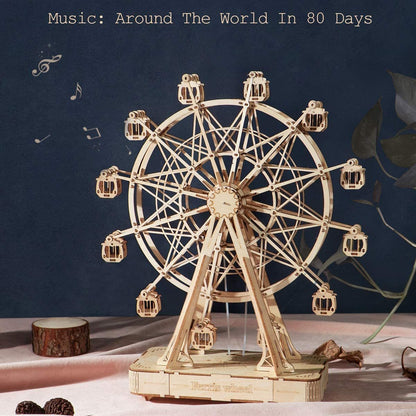 Ferris Wheel Music Box 3D Wooden Puzzle – 232-Piece DIY Rotatable Model