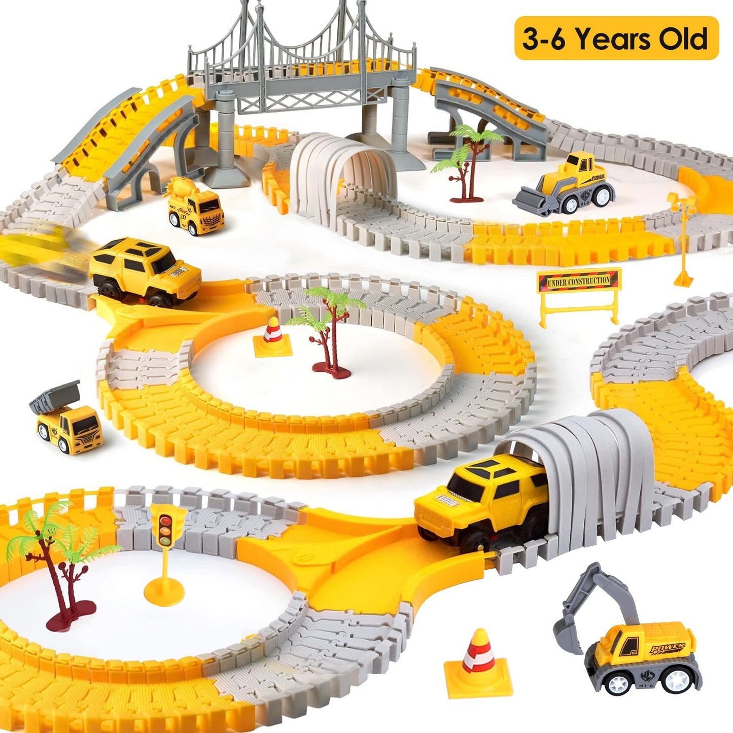 340-Piece Construction Race Track Set – DIY Flexible Car Track STEM Toy