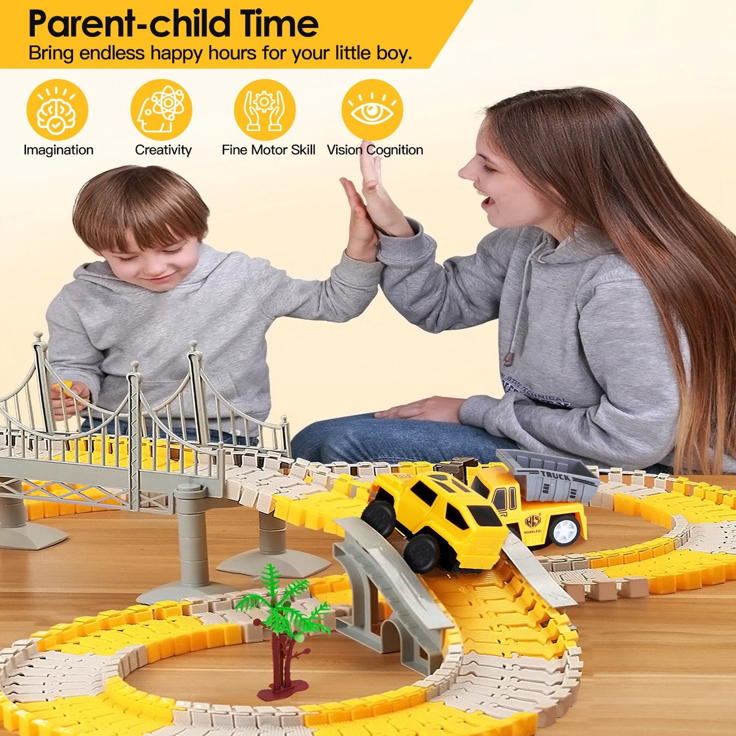 340-Piece Construction Race Track Set – DIY Flexible Car Track STEM Toy